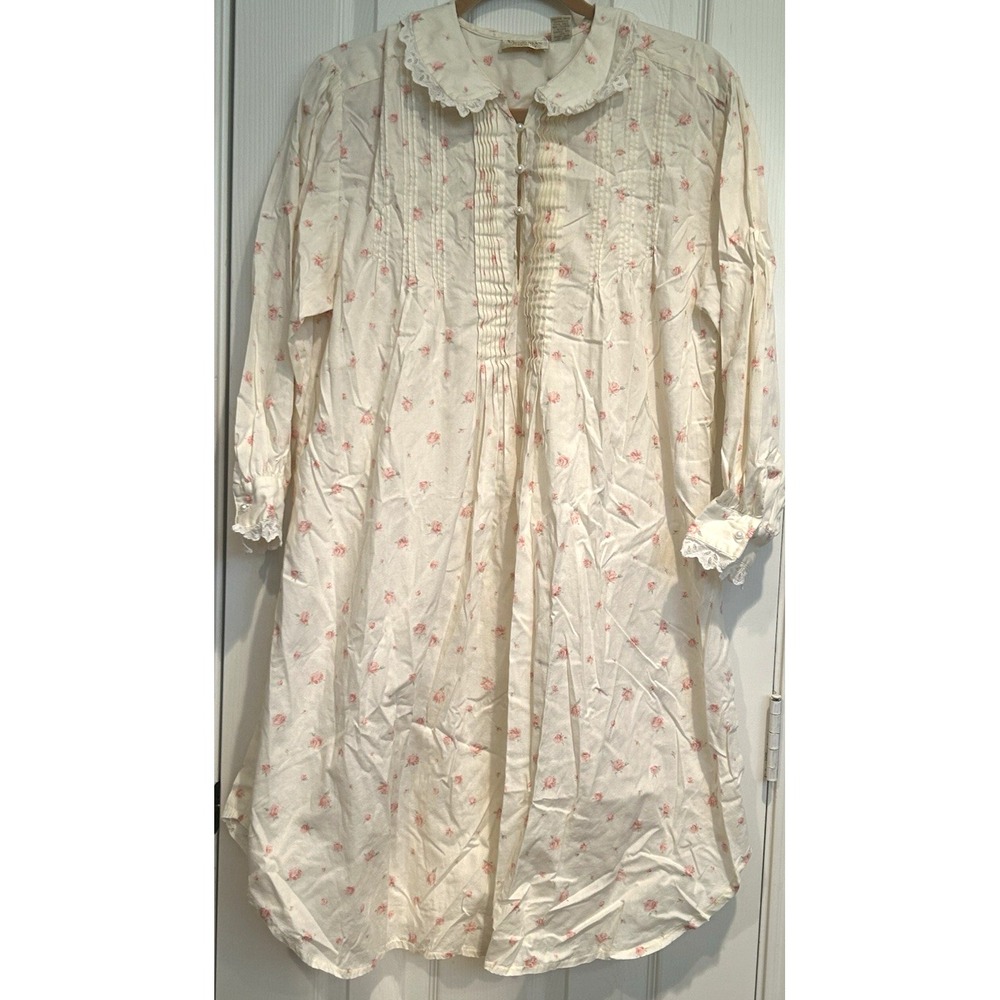 Vtg Victoria Secret Gold Label Cottage Core Floral Nightgown Sz M/L Gown Lace